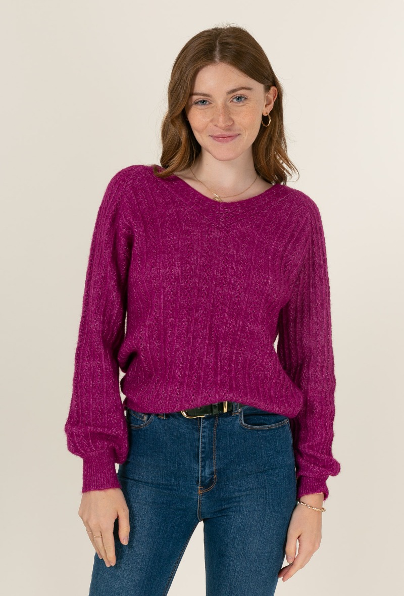 Pull réversible femme violet