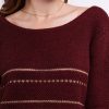 Gilet réversible femme avec rayures pailletées - BORDEAUX – Image 2