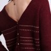 Gilet réversible femme avec rayures pailletées - BORDEAUX – Image 3